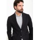 Black Color Flap Pocket Design Casual Men's Cotton Blazer