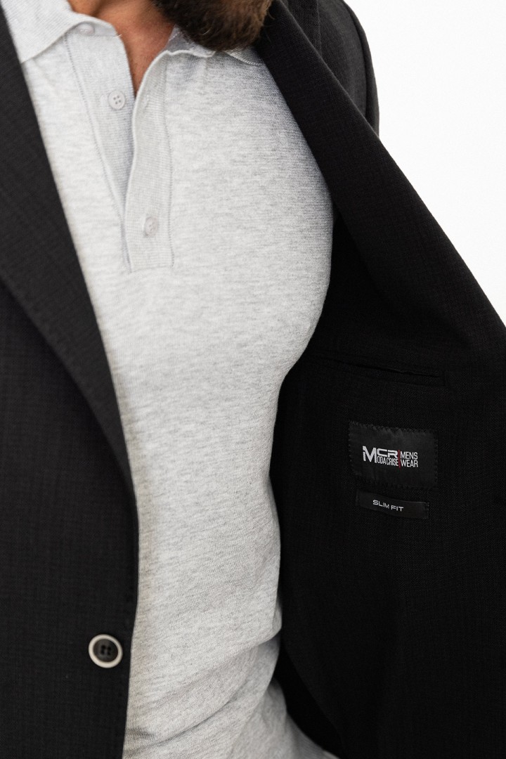 Black Color Flap Pocket Design Casual Men's Cotton Blazer