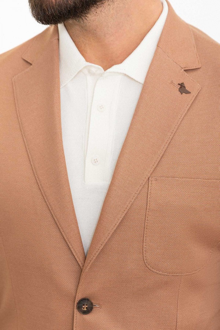 Tile Color Hanging Pocket Design Casual Cotton Blazer
