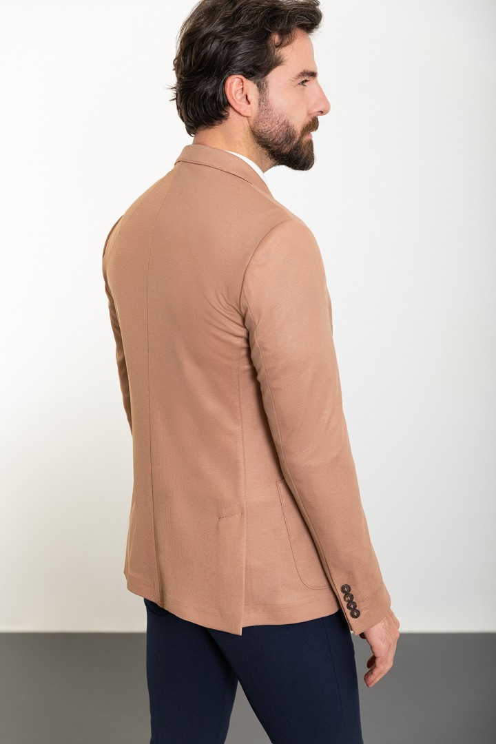 Tile Color Hanging Pocket Design Casual Cotton Blazer