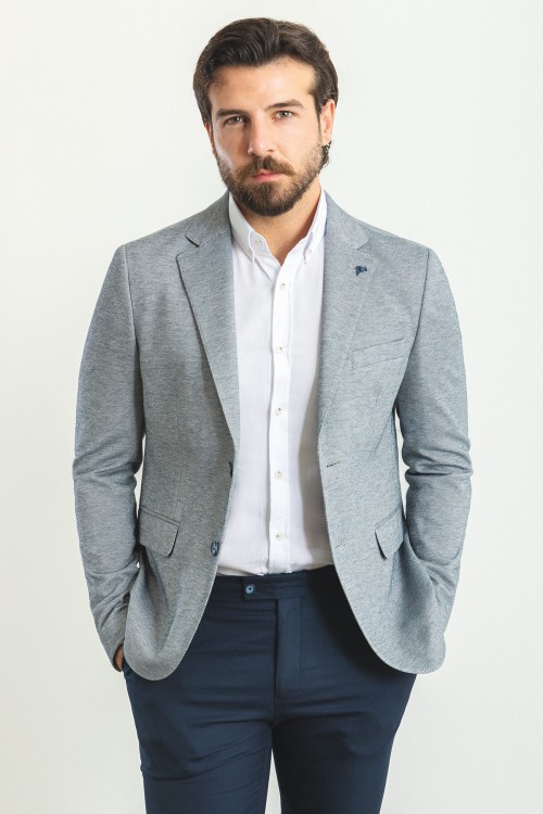 Dark Blue Casual Men's Blazer