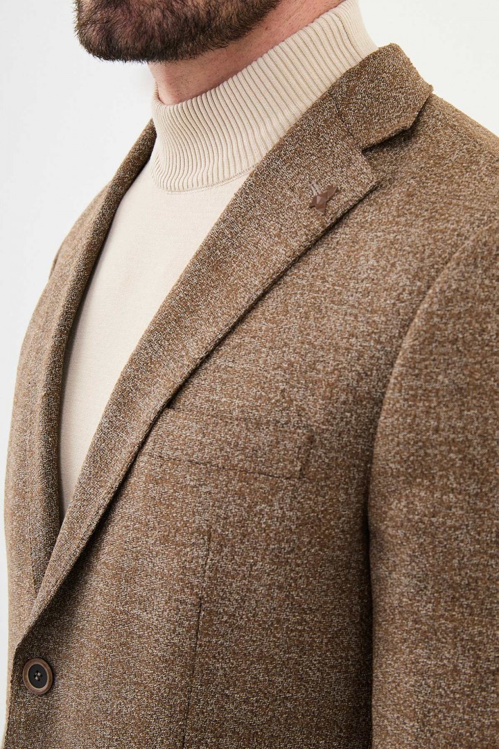 Brown Color Dobby Design Smart Casual Men's Blazer
