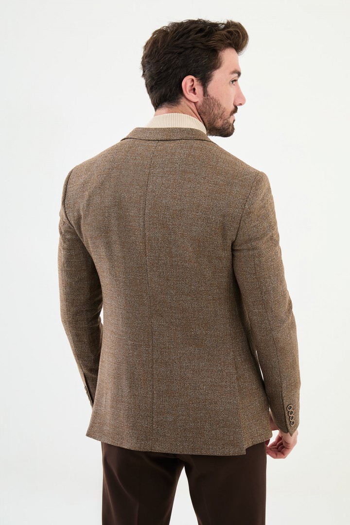 Brown Color Dobby Design Smart Casual Men's Blazer