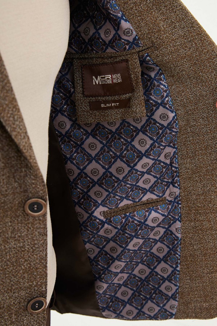 Brown Color Dobby Design Smart Casual Men's Blazer