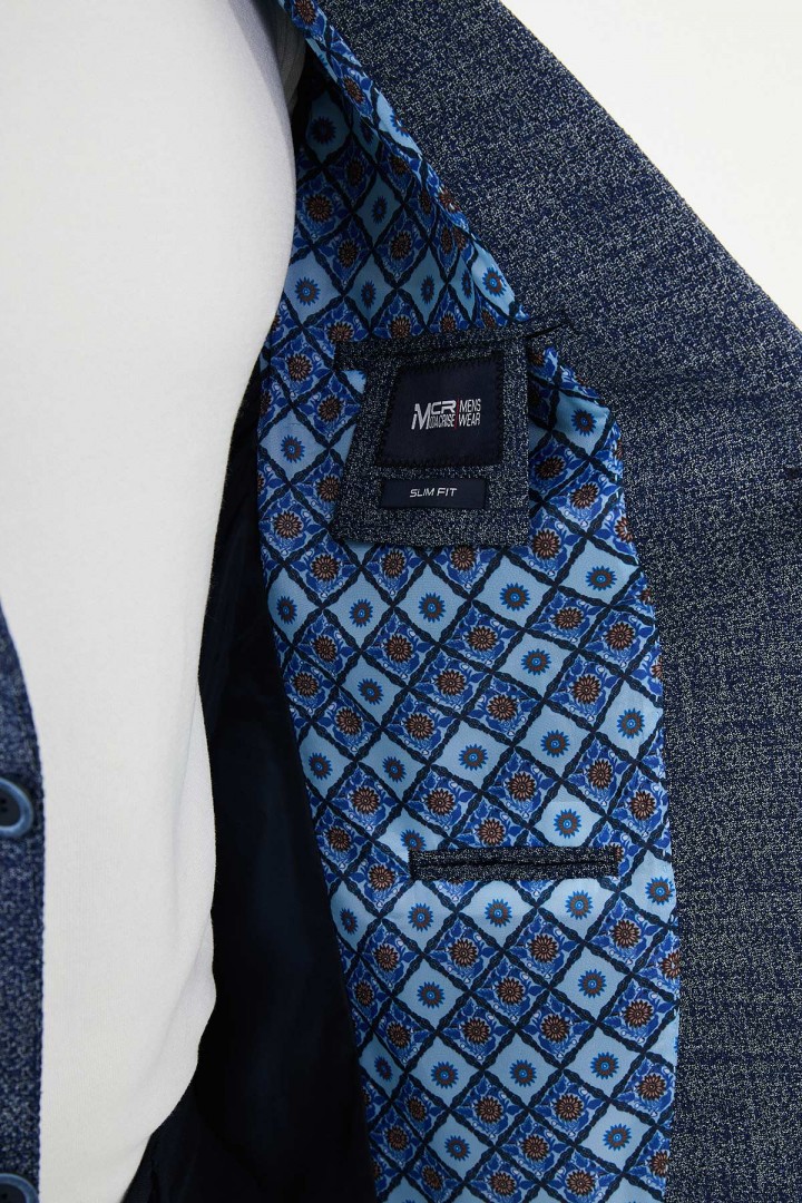 Dark Blue Color Dobby Design Smart Casual Men's Blazer