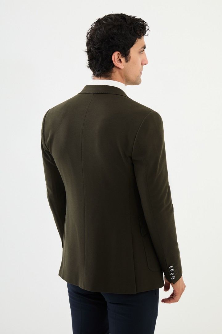 Khaki Color Flap Pocket Design Casual Men's Blazer