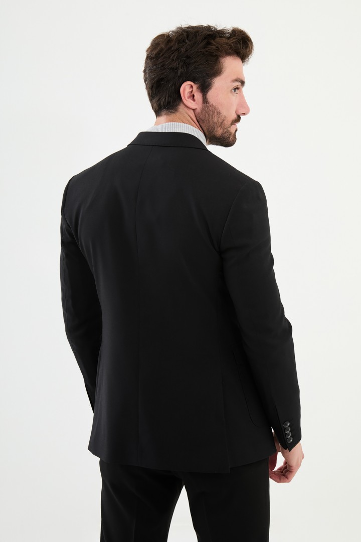 Black Color Flap Pocket Design Casual Men's Blazer