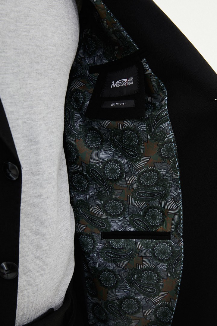 Black Color Flap Pocket Design Casual Men's Blazer
