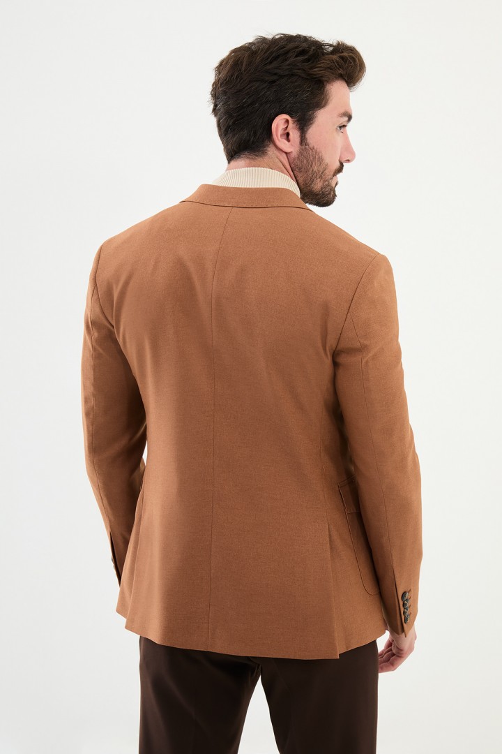 Camel Color Flap Pocket Design Casual Men's Blazer