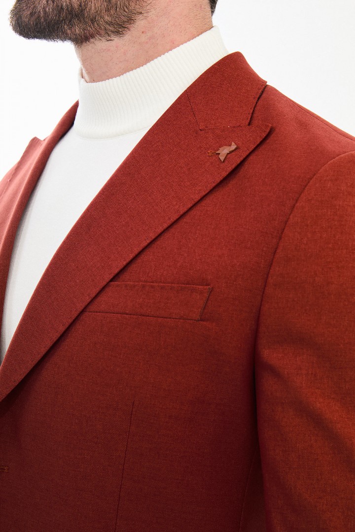 Tile Color Flap Pocket Design Casual Men's Blazer