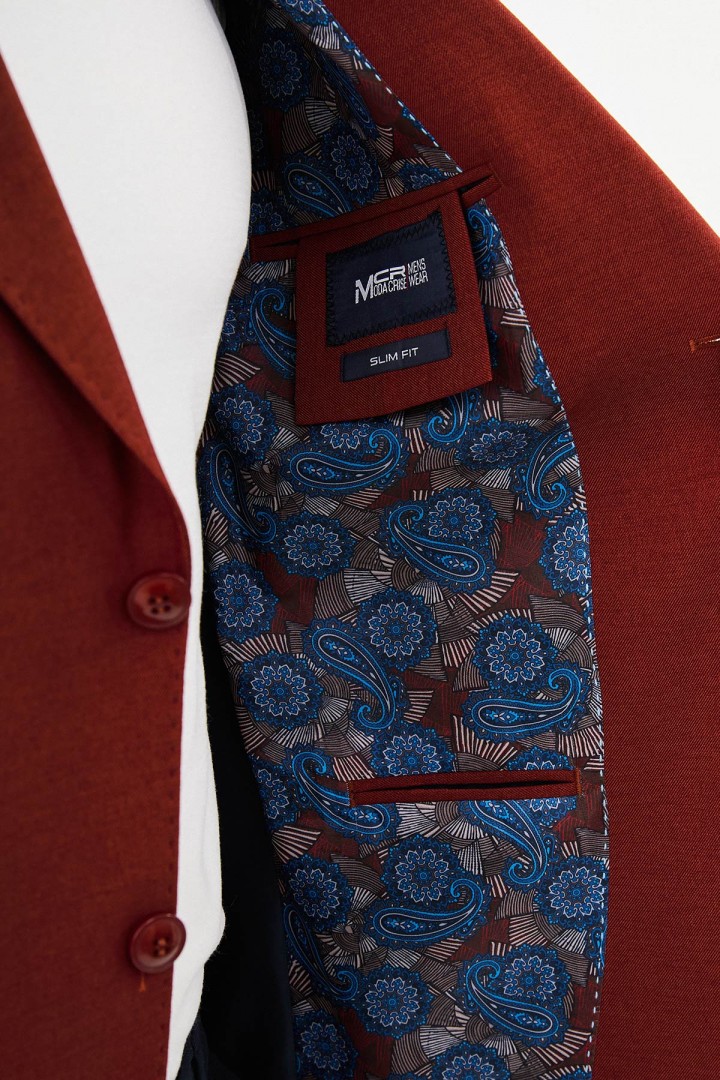 Tile Color Flap Pocket Design Casual Men's Blazer