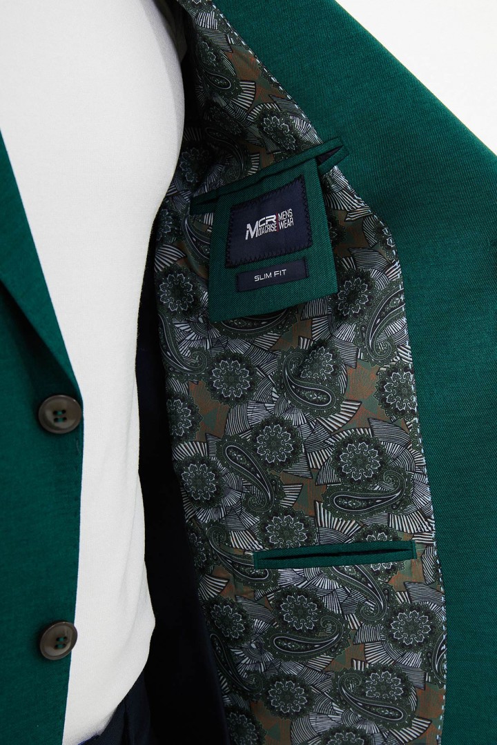 Emerald Color Flap Pocket Design Casual Men's Blazer