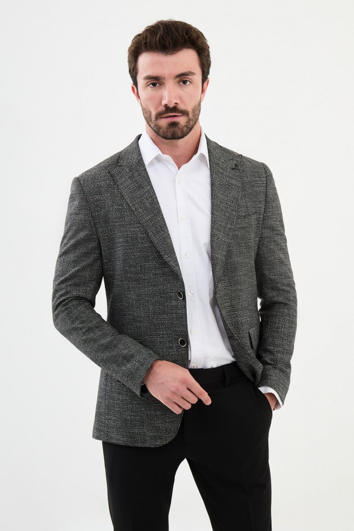 Black Color Dobby Design Classic Men's Blazer