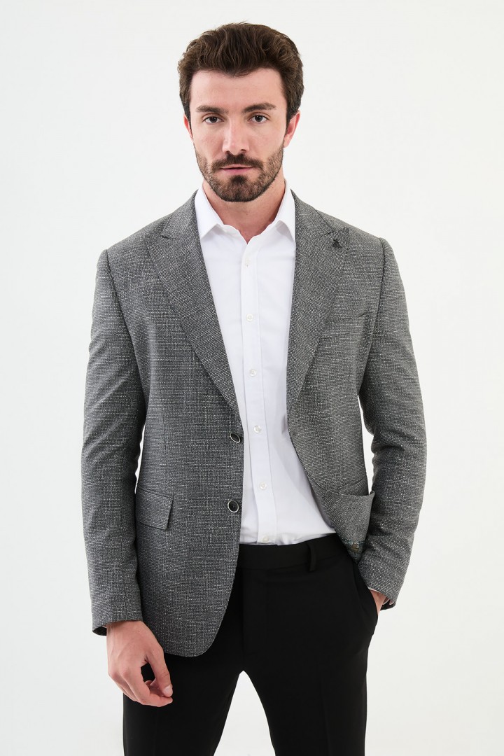 Anthracite Color Dobby Design Classic Men's Blazer