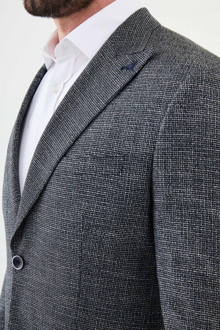 Dark Blue Color Dobby Design Classic Men's Blazer