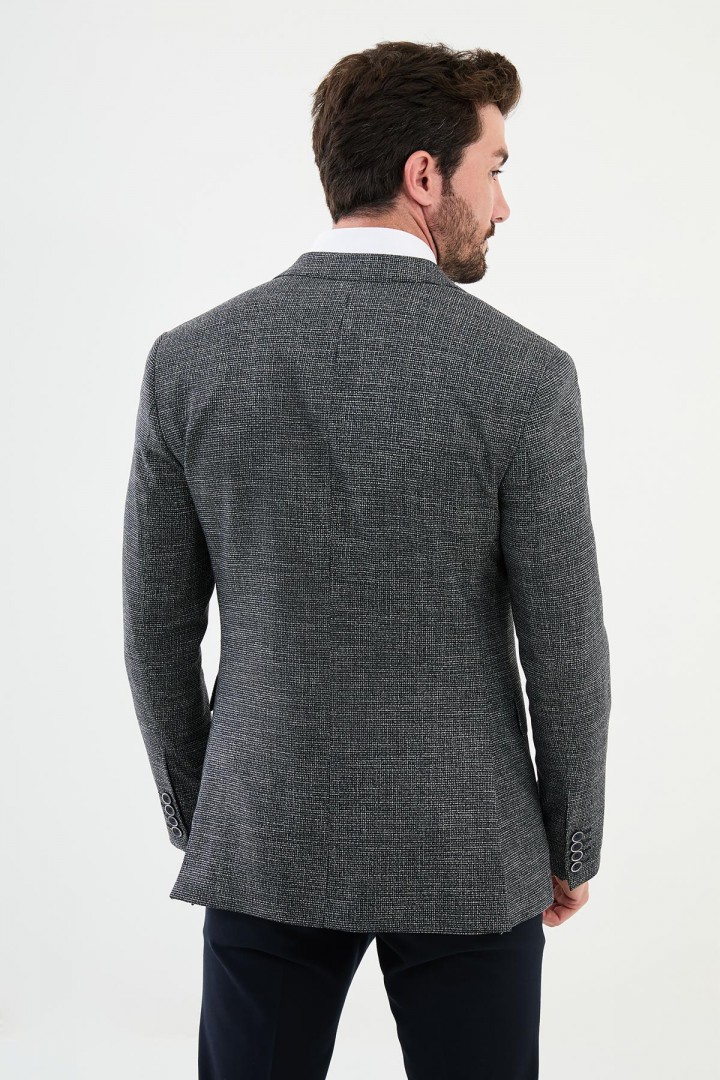 Dark Blue Color Dobby Design Classic Men's Blazer