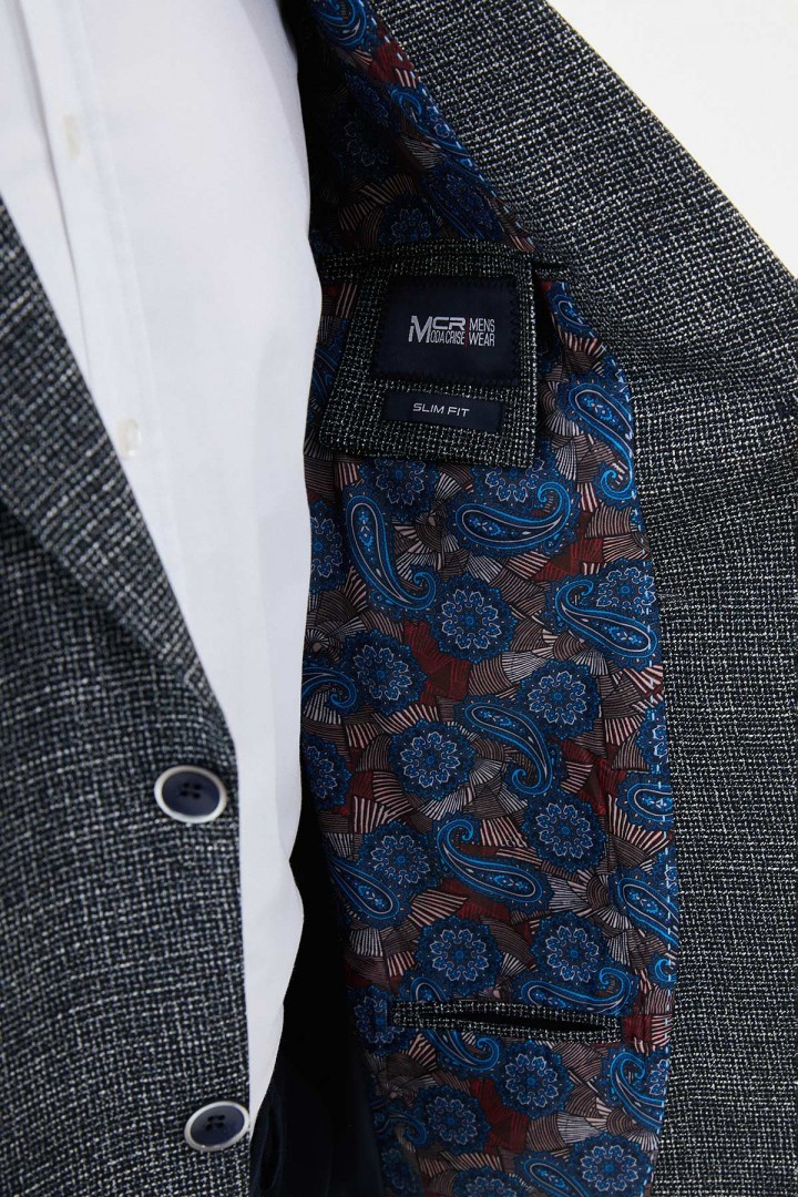Dark Blue Color Dobby Design Classic Men's Blazer