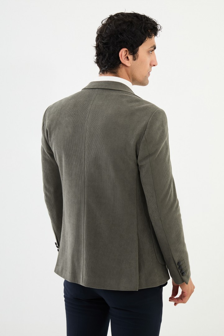 Khaki Color Corduroy Material Classic Men's Blazer