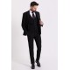 Black Wool And Elastane Fabrics With Mono Collar Classic Slim Fit Mens Suit
