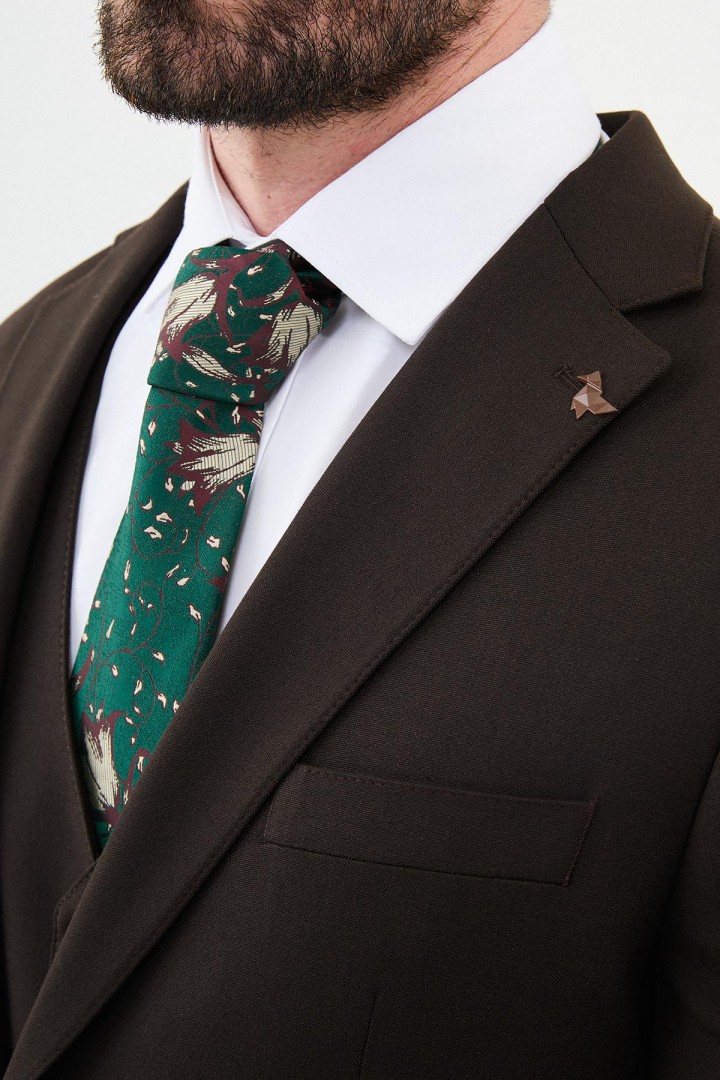Dark Brown Color Classic Wool Men's Suit