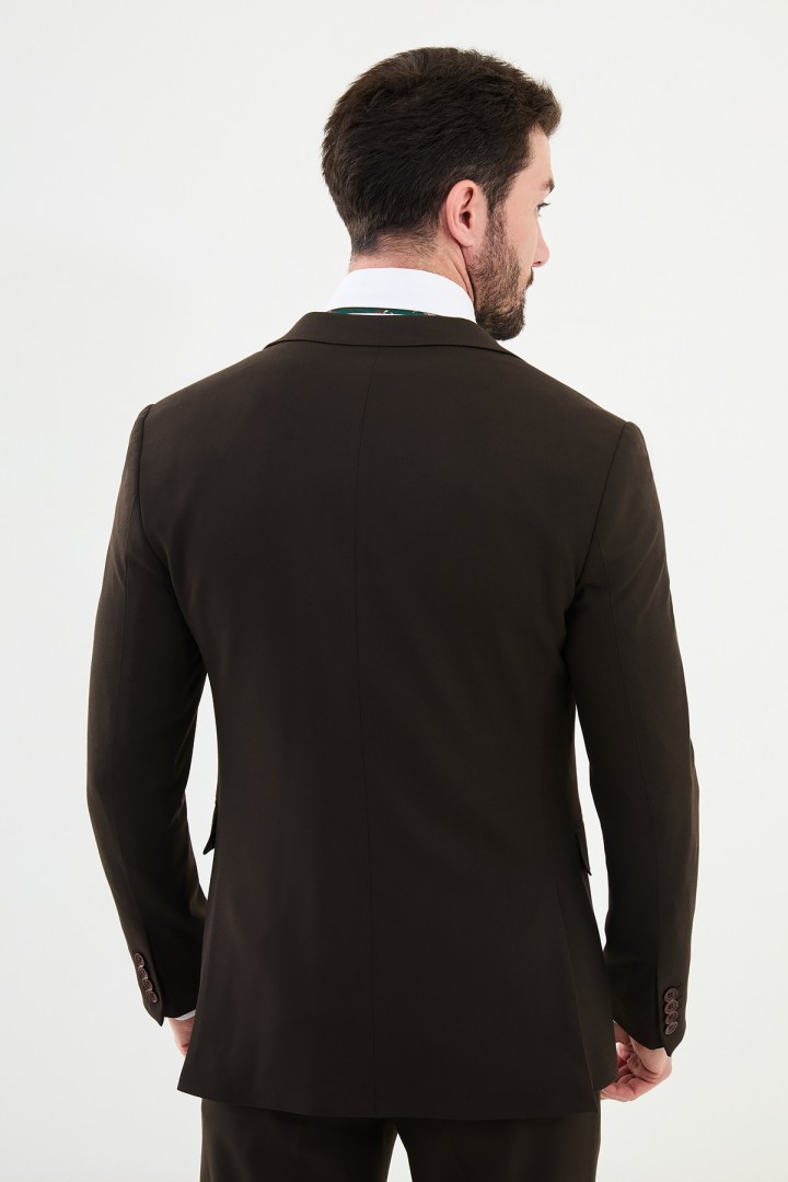 Dark Brown Color Classic Wool Men's Suit