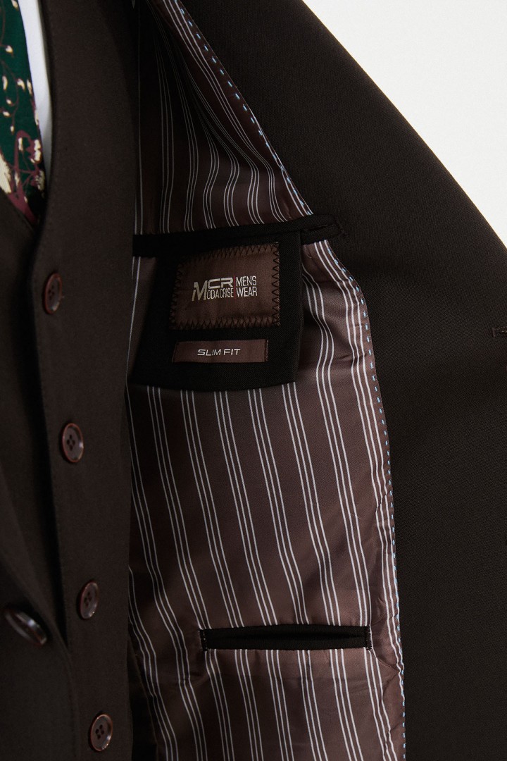 Dark Brown Color Classic Wool Men's Suit