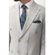 Light Grey Elastic Fabrics With Double Breasted Wide Collar Detailed Casual Mens Suit