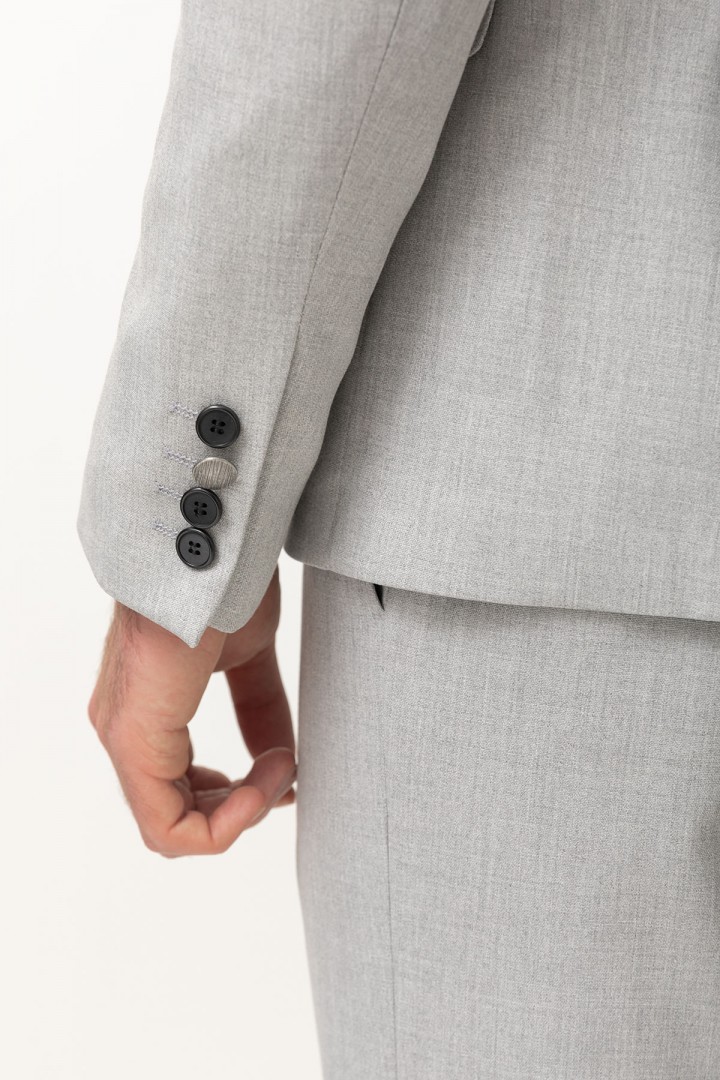 Light Grey Elastic Fabrics With Double Breasted Wide Collar Detailed Casual Mens Suit
