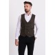 Khaki Wool And Acrylic Fabric Double Breasted With Front Eyelet Pocket Casual Men's Vest