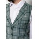 Green Viscose And Polyester Fabrics With Check Pattern And Wide Collar Detailed Casual Mens Vest