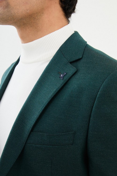 Emerald Color Flap Pocket Design Classic Men's Blazer