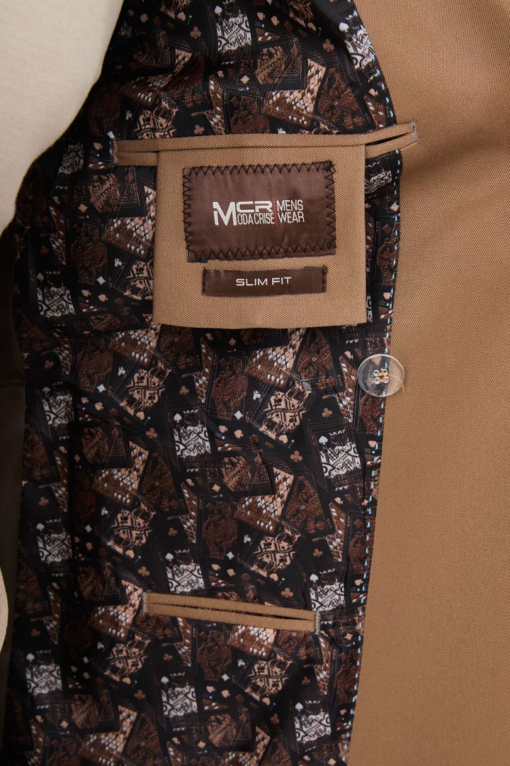 Beige Color Belted Design Casual Men's Blazer