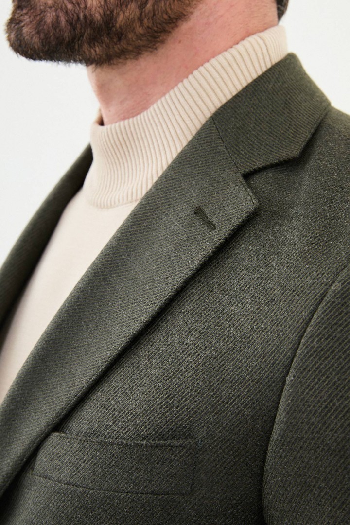 Khaki Color Wool Fabric Classic Men's Blazer