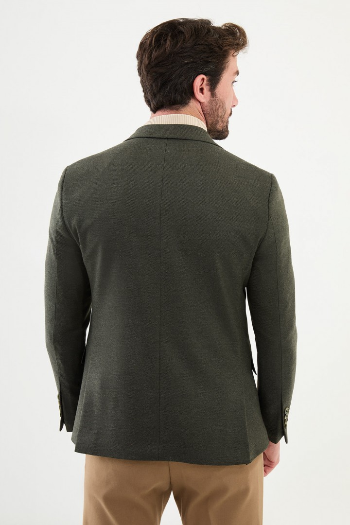 Khaki Color Wool Fabric Classic Men's Blazer