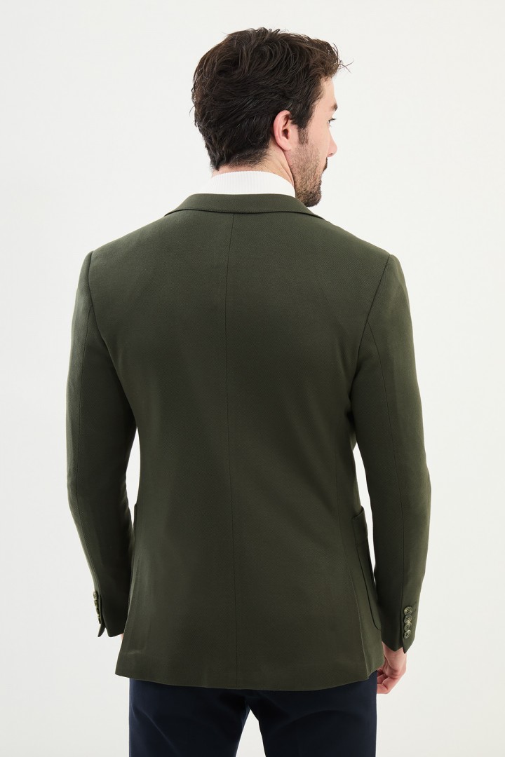 Khaki Color Hanging Pocket Design Casual Men's Blazer