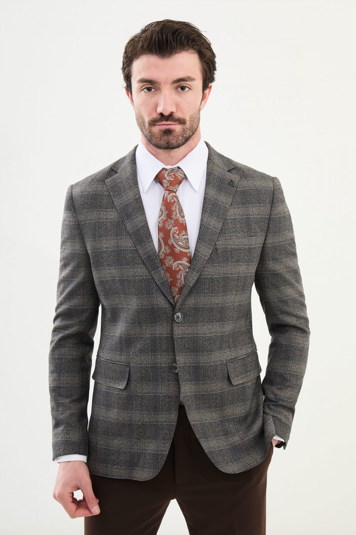 Black And Beige Color Check Pattern Design Classic Men's Blazer