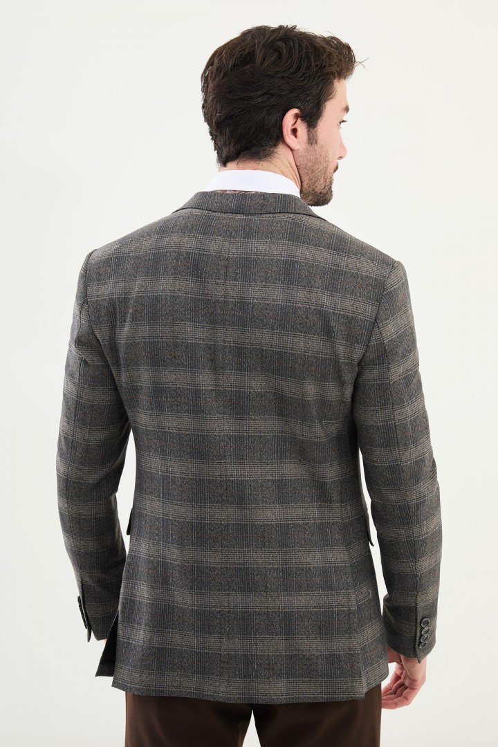 Black And Beige Color Check Pattern Design Classic Men's Blazer