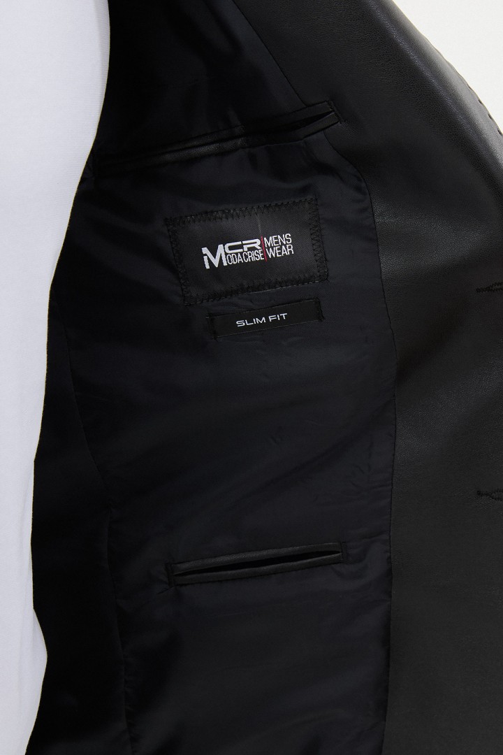 Black Color Classic Men's Leather Blazer