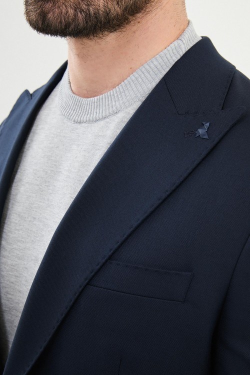 Dark Blue Color Single Button Classic Men's Blazer