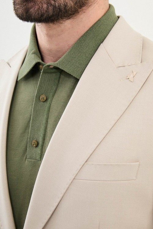 Stone Color Single Button Classic Men's Blazer