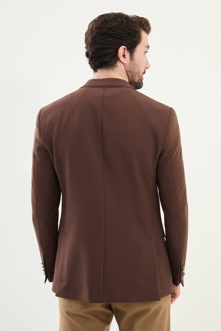 Brown Color Single Button Design Classic Men's Blazer
