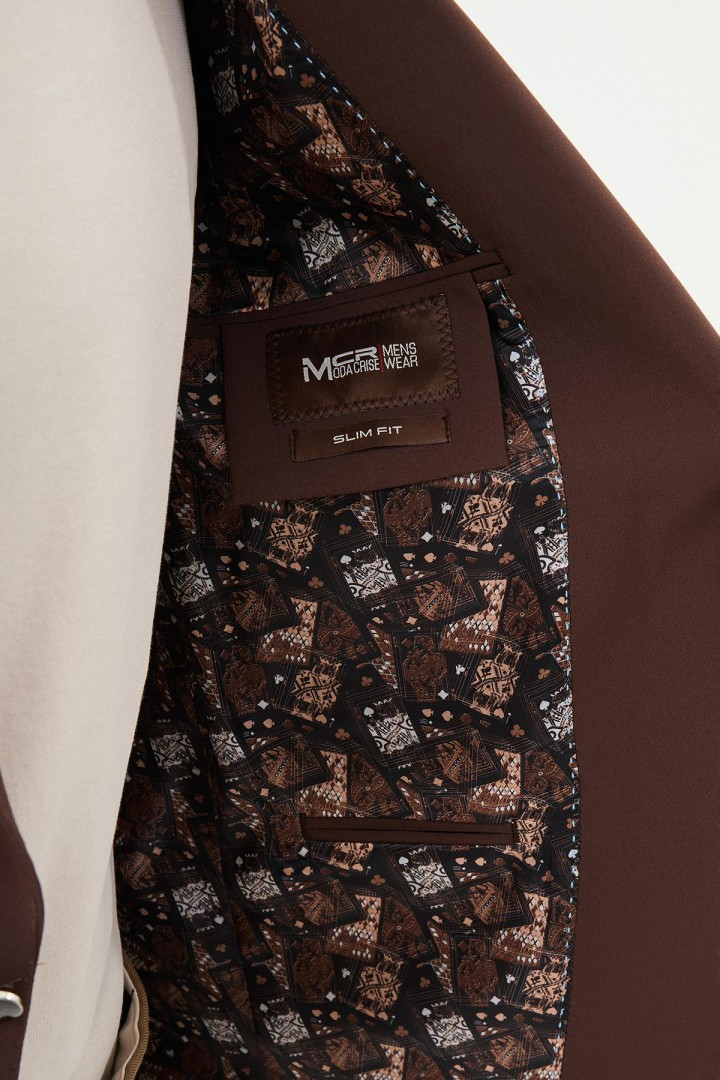 Brown Color Single Button Design Classic Men's Blazer