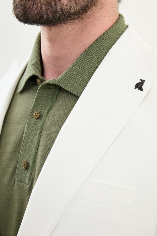 Ecru Color Single Button Design Classic Men's Blazer
