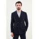 Dark Blue Color Casual Men's Seersucker Double Breasted Suit