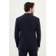 Dark Blue Color Casual Men's Seersucker Double Breasted Suit