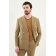 Khaki Color Casual Men's Seersucker Double Breasted Suit