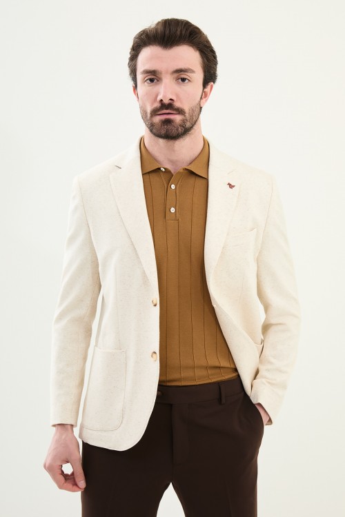 Beige Color Casual Men's Linen Blazer