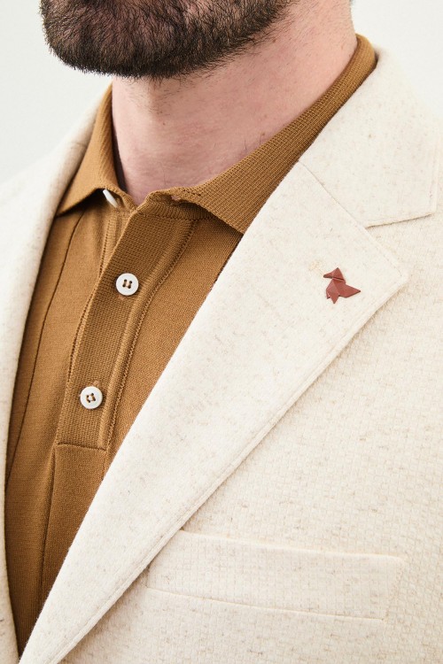 Beige Color Casual Men's Linen Blazer