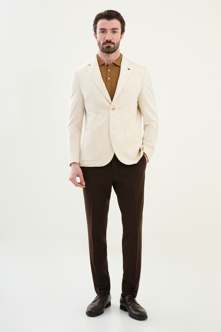 Beige Color Casual Men's Linen Blazer