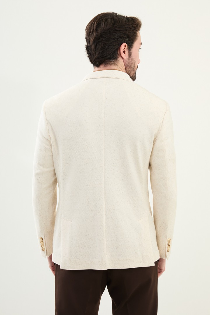 Beige Color Casual Men's Linen Blazer
